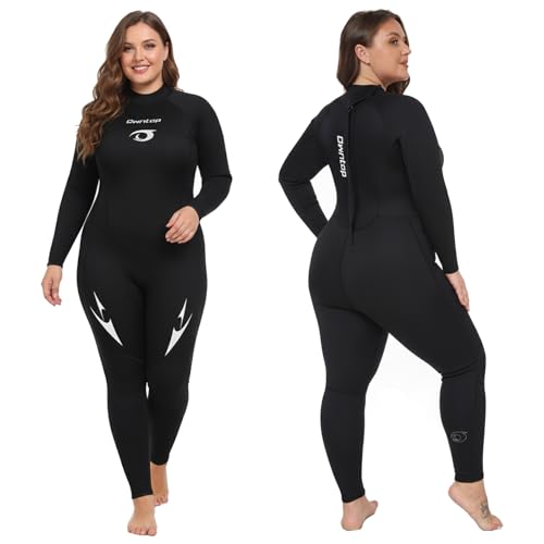 Owntop Plus Size Wetsuit for Women - 3/2mm Back Zip Thermal Diving Suit
