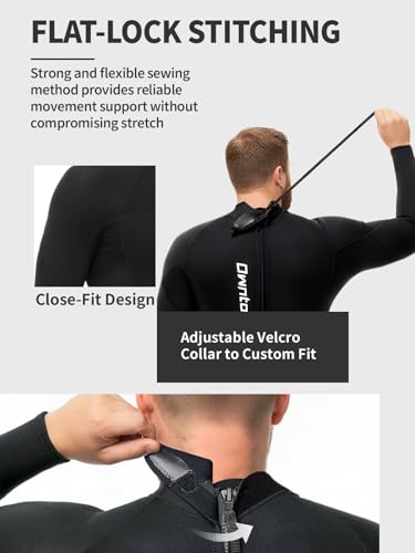 Owntop Plus Size Wetsuit Men - 3/2mm Back Zip Full Body Thermal Suit