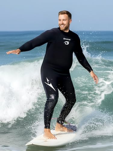 Owntop Plus Size Wetsuit Men - 3/2mm Back Zip Full Body Thermal Suit