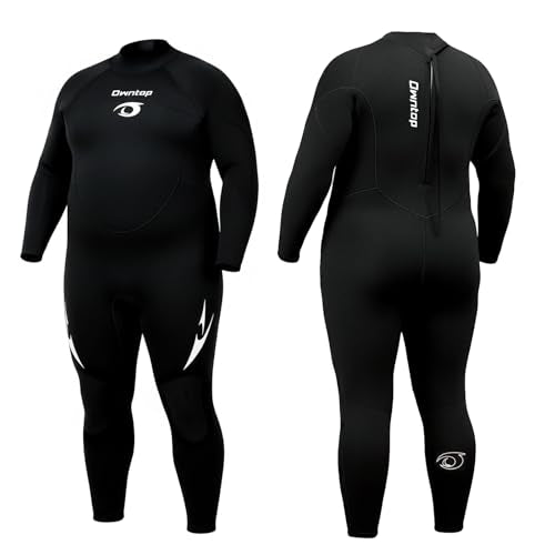 Owntop Plus Size Wetsuit Men - 3/2mm Back Zip Full Body Thermal Suit