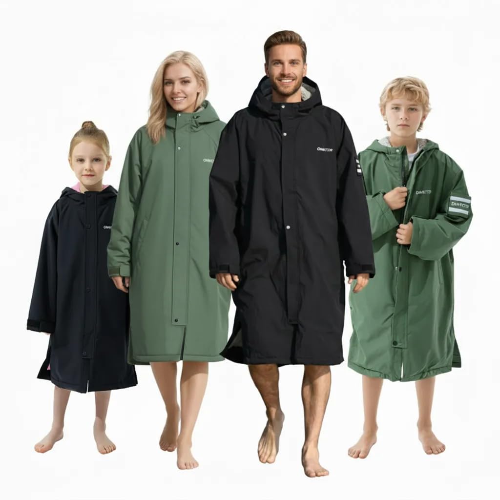 Owntop Waterproof Swim Parka - All-Ages Changing Robe with Sherpa Lining