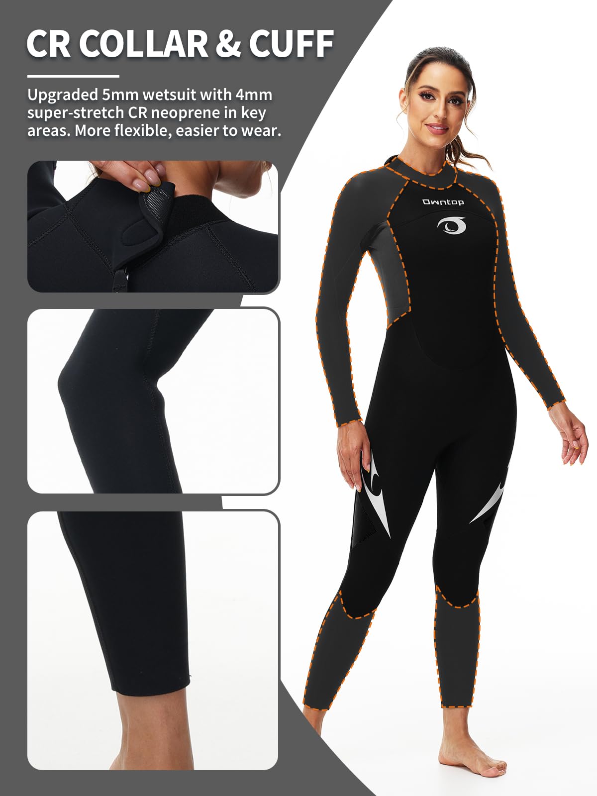Owntop 5mm Women's Wetsuit - Back Zip Full Length Thermal Scuba Suit