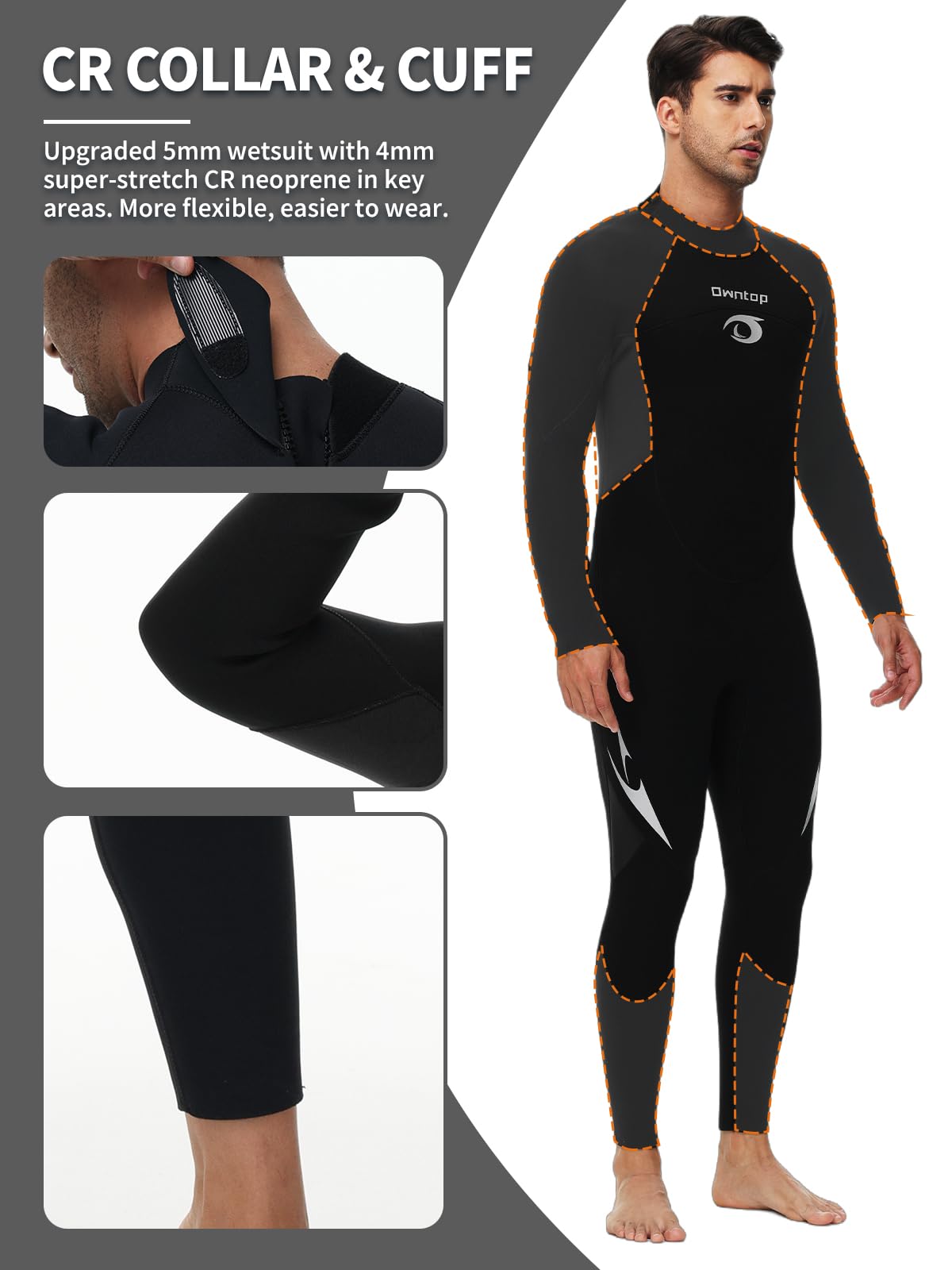 Owntop 5mm Men's Wetsuit - Back Zip Full Length Thermal Scuba Suit