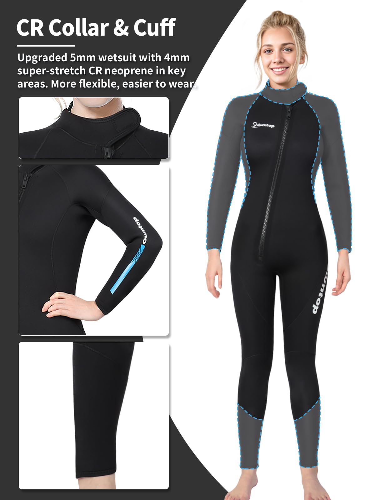 Owntop 5mm Women's Wetsuit - Full Length Thermal Diving Suit with UPF 50+