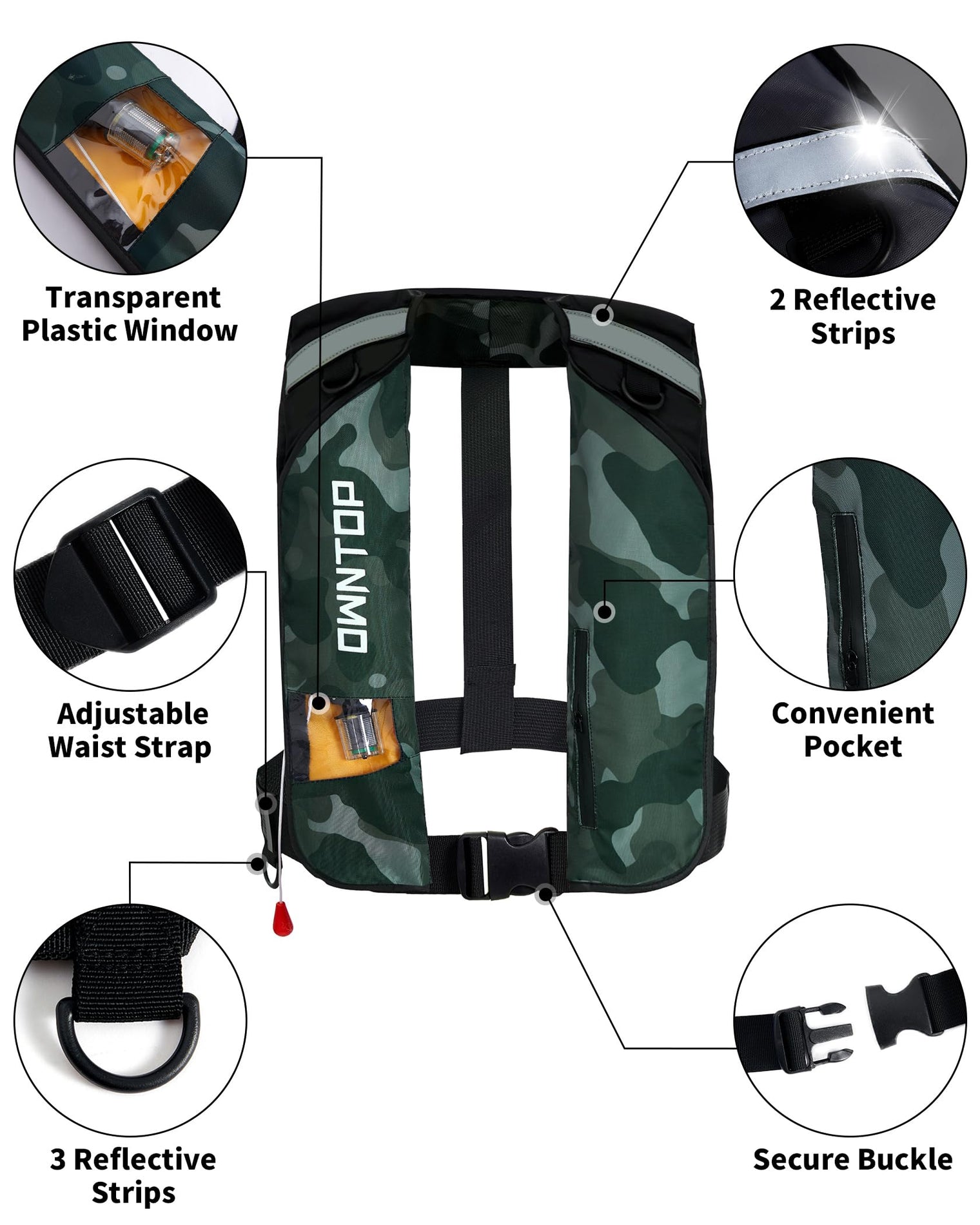 Owntop Auto/Manual Inflatable Vest - Dual-Mode Safety for Water Sports
