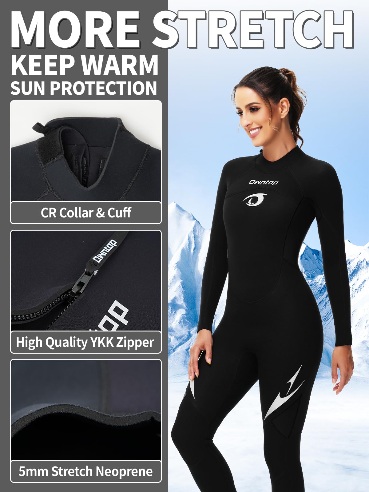 Owntop 5mm Women's Wetsuit - Back Zip Full Length Thermal Scuba Suit