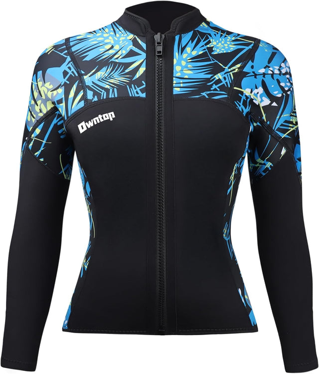Owntop 2MM Wetsuit Top for Women - Long Sleeve Thermal Swim Jacket