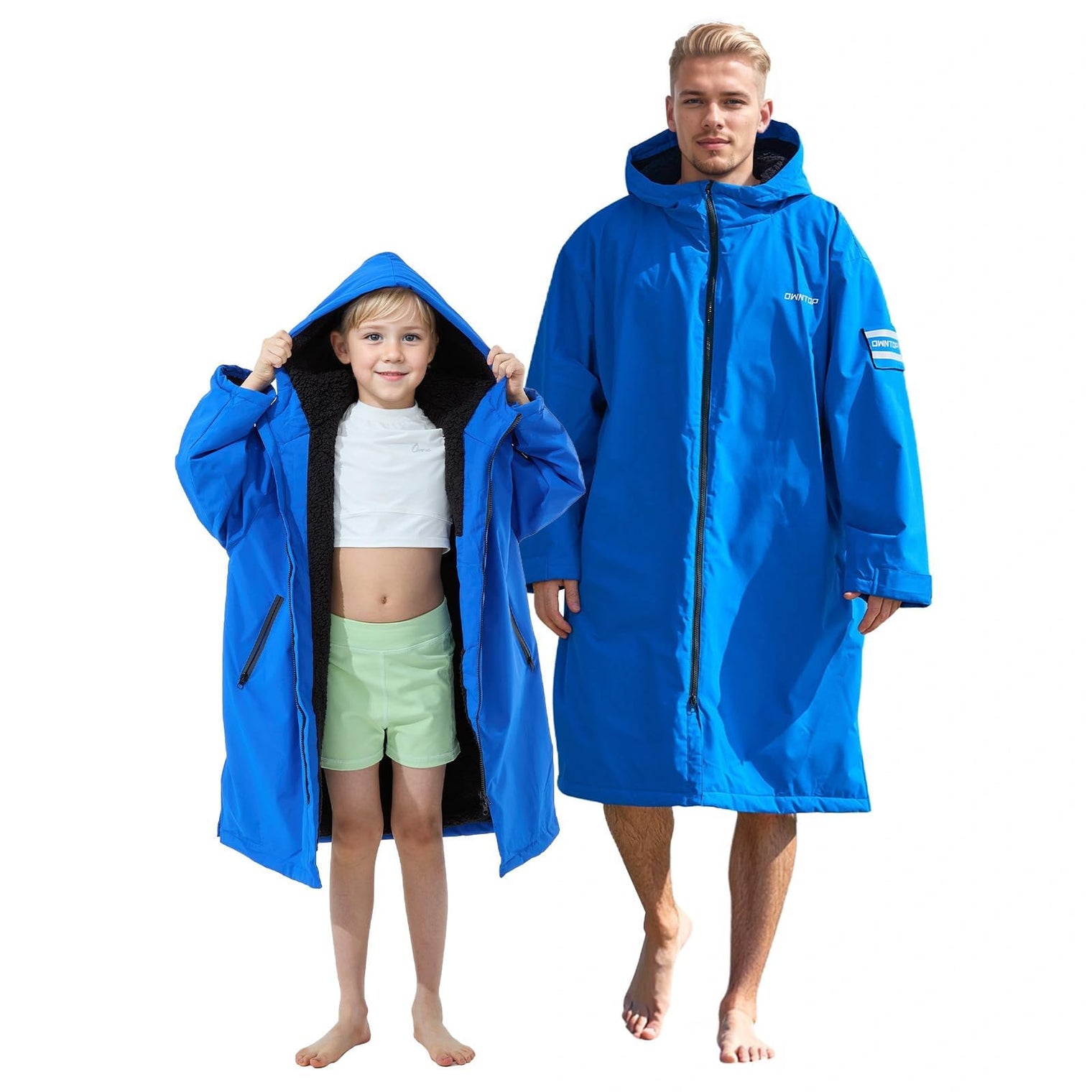 Owntop Waterproof Surf Poncho - Sherpa Lined Changing Robe with Custom Patch