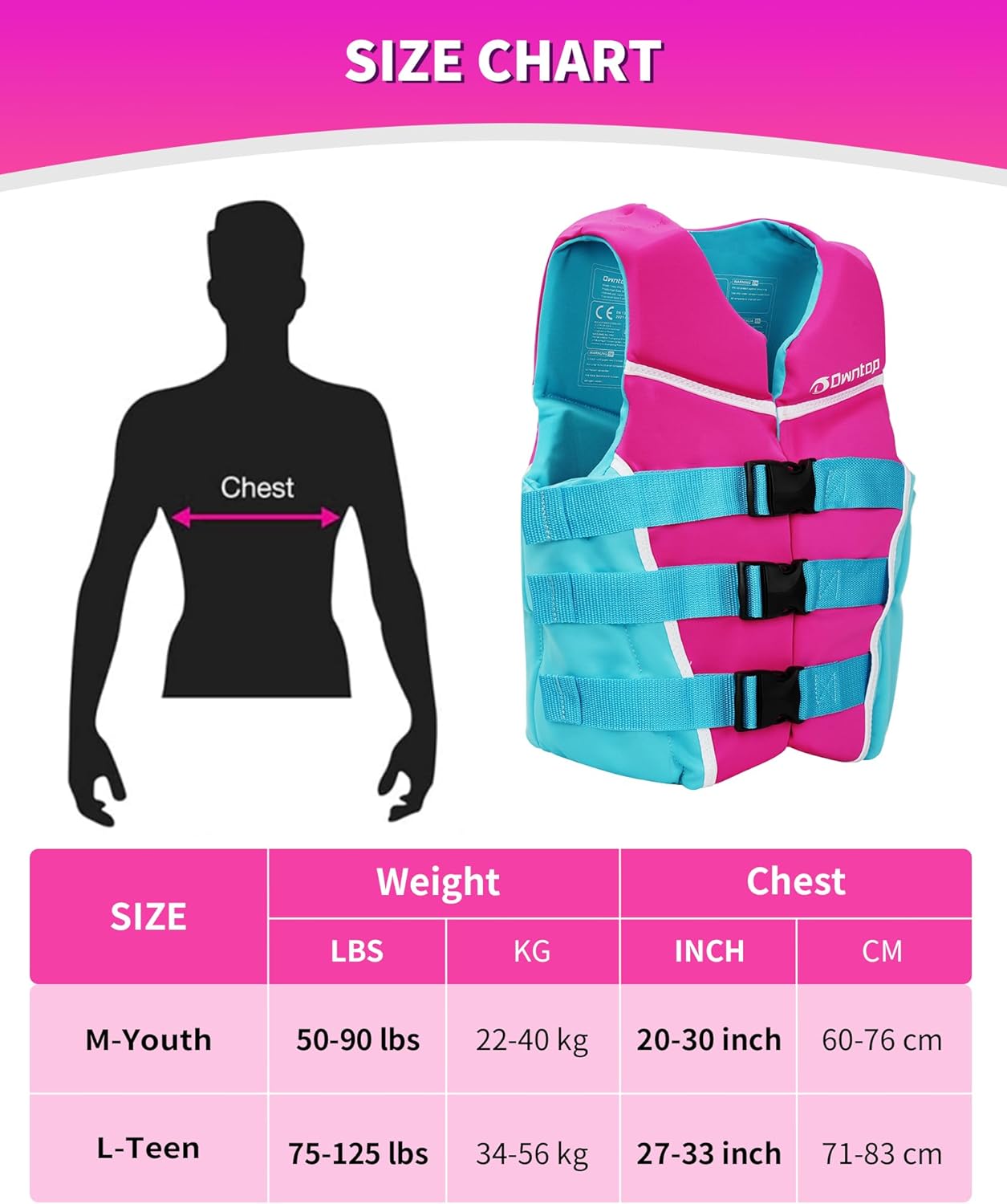 🏊♂️ Owntop Kids Swim Vest (50–90 lbs)  Lightweight | Adjustable | Safe & Comfortable