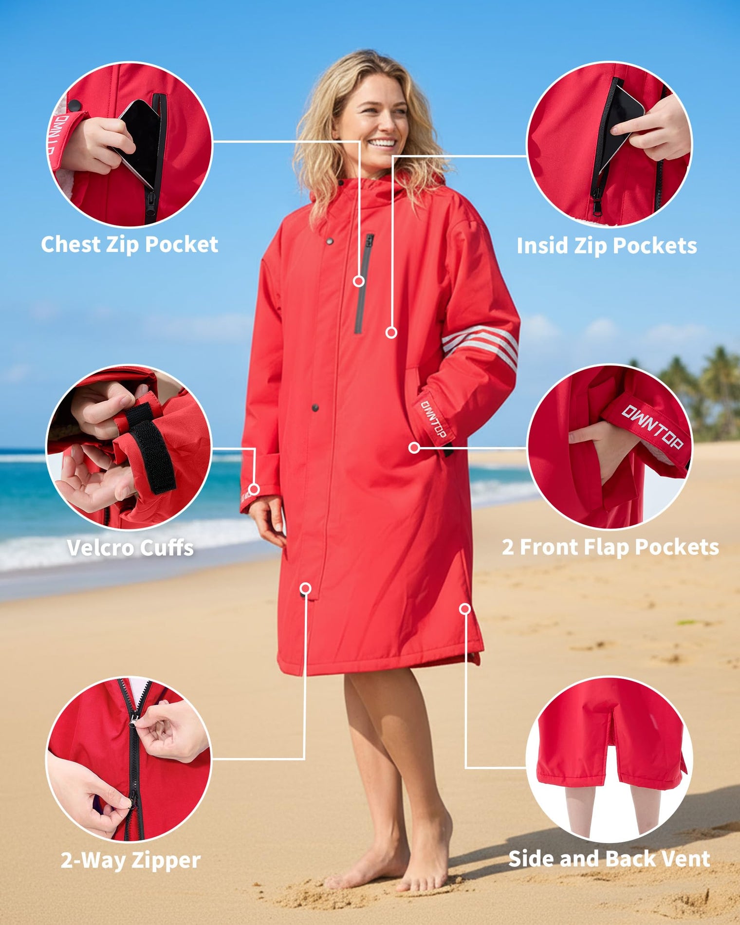 Owntop Waterproof Swim Parka - All-Season Changing Robe for Kids & Adults
