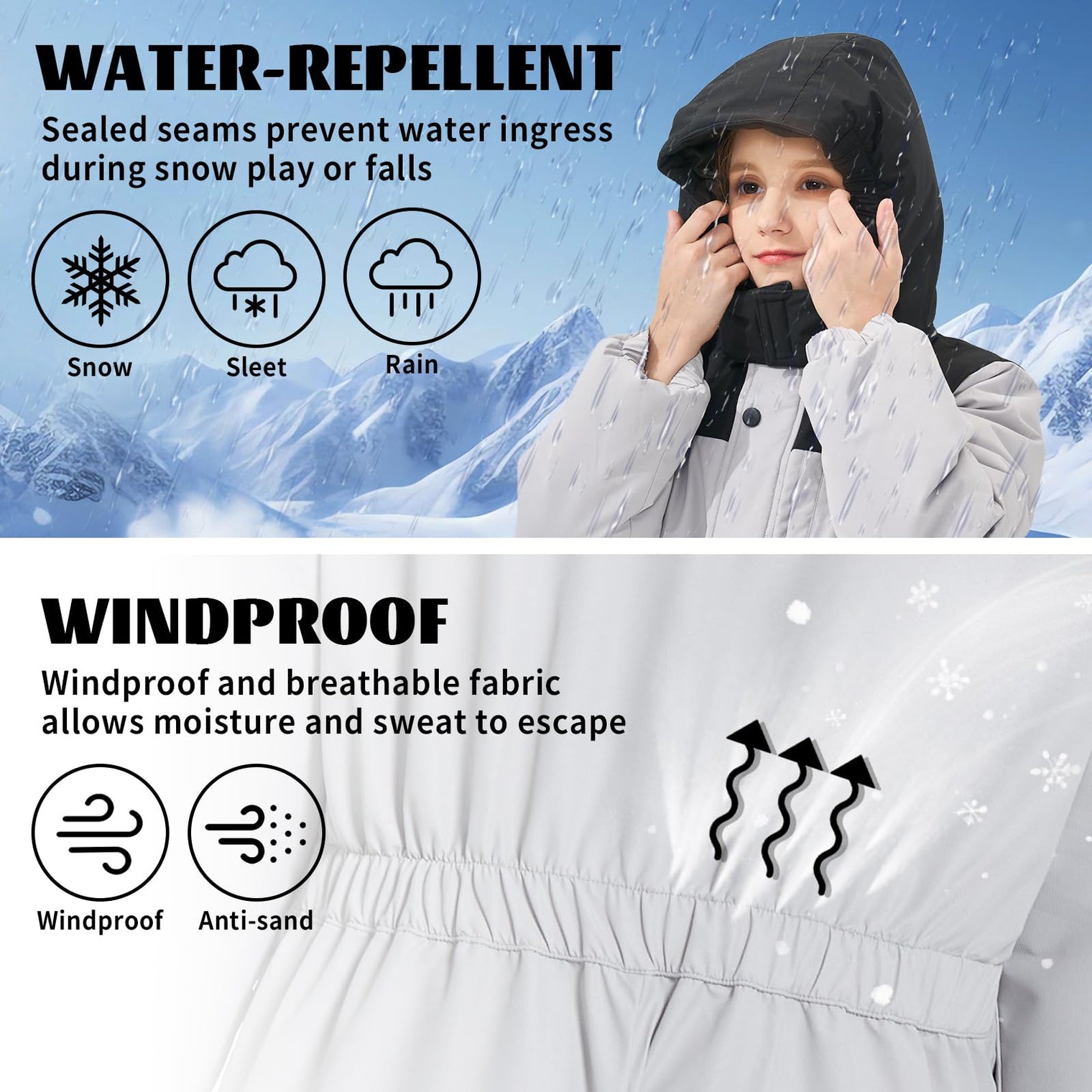 Owntop Kids All-Weather Snowsuit - Lightweight Insulated One-Piece for Winter Sports