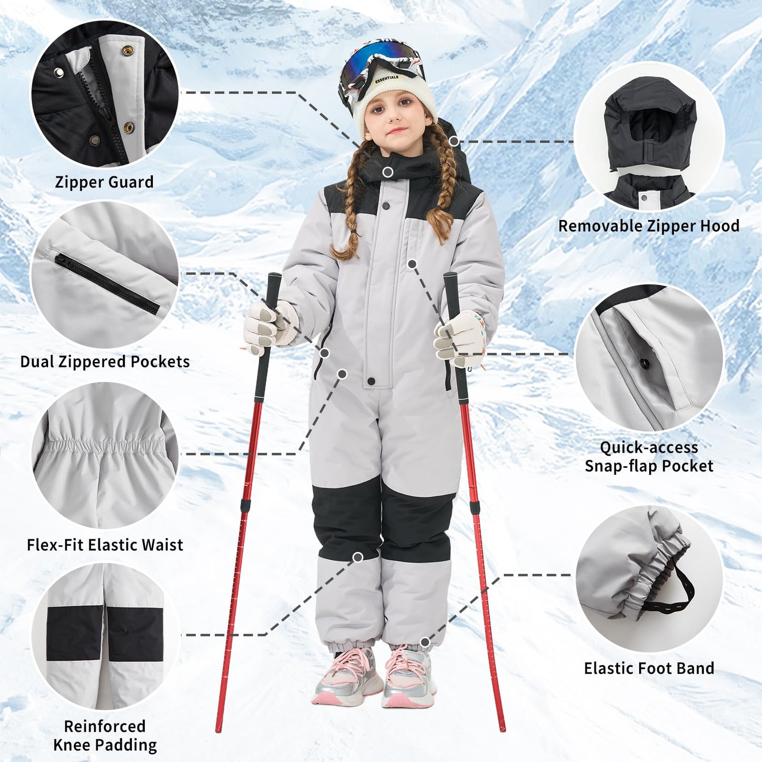 Owntop Kids All-Weather Snowsuit - Lightweight Insulated One-Piece for Winter Sports