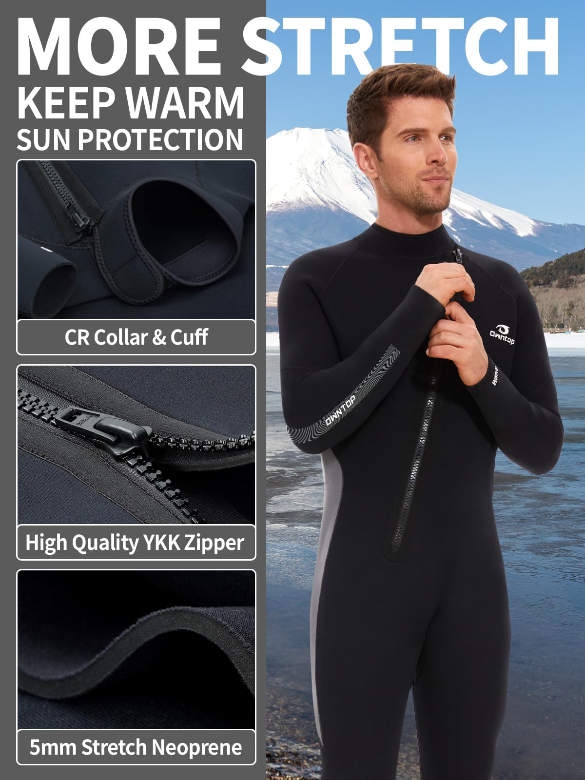 Owntop 5mm Men's Wetsuit - Full Length Thermal Protection for Water Sports