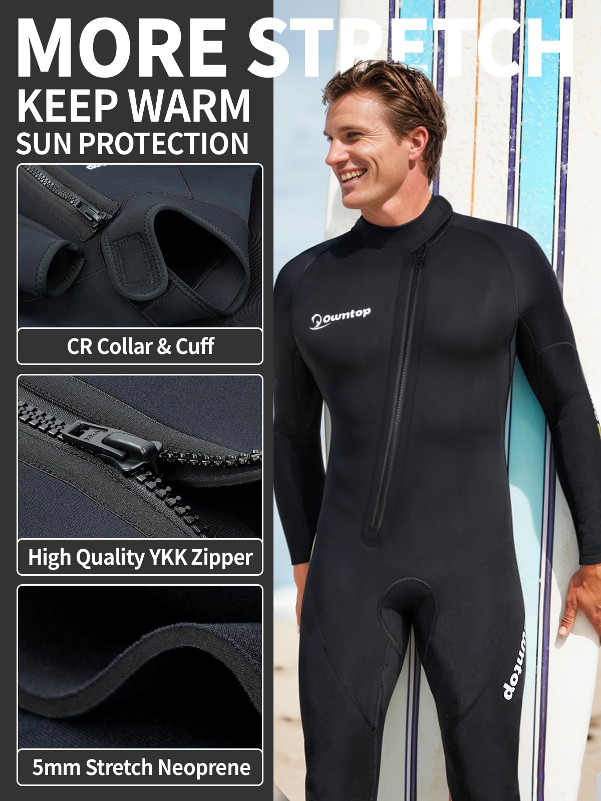 Owntop 5mm Men's Wetsuit - Full Length Thermal Diving Suit with UPF 50+