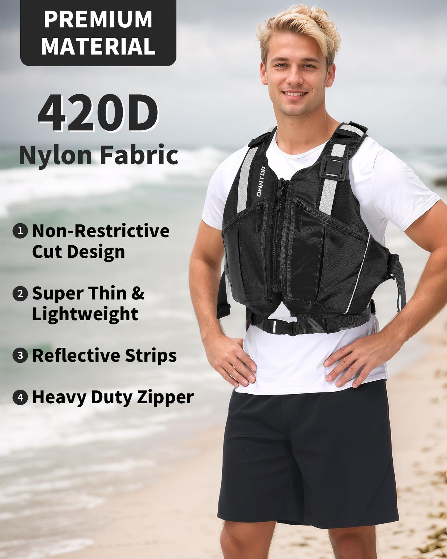 Owntop Ultra-Light Swim Vest - Freedom Movement Design with Large Storage