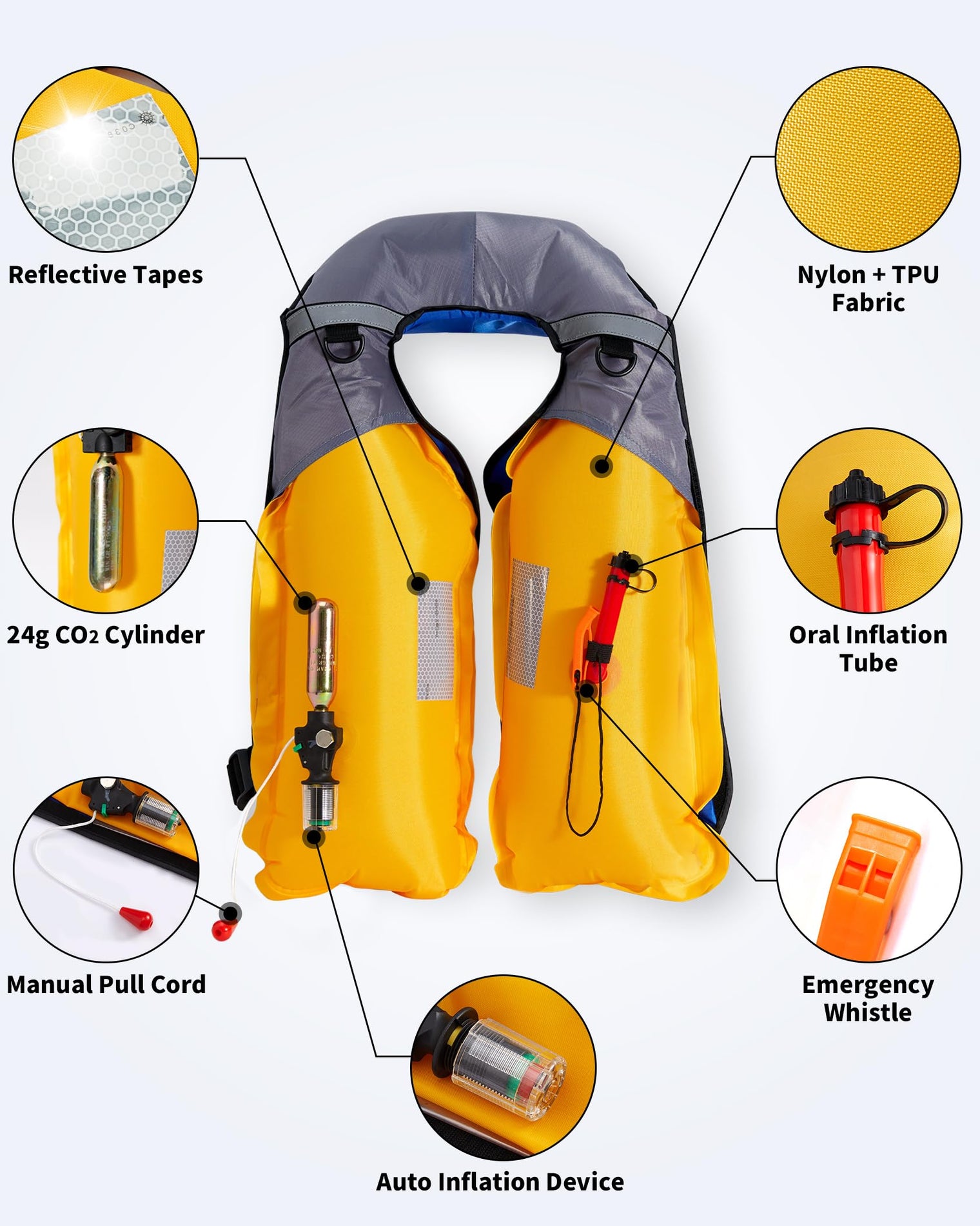 Owntop Auto/Manual Inflatable Vest - Dual-Mode Safety for Water Sports