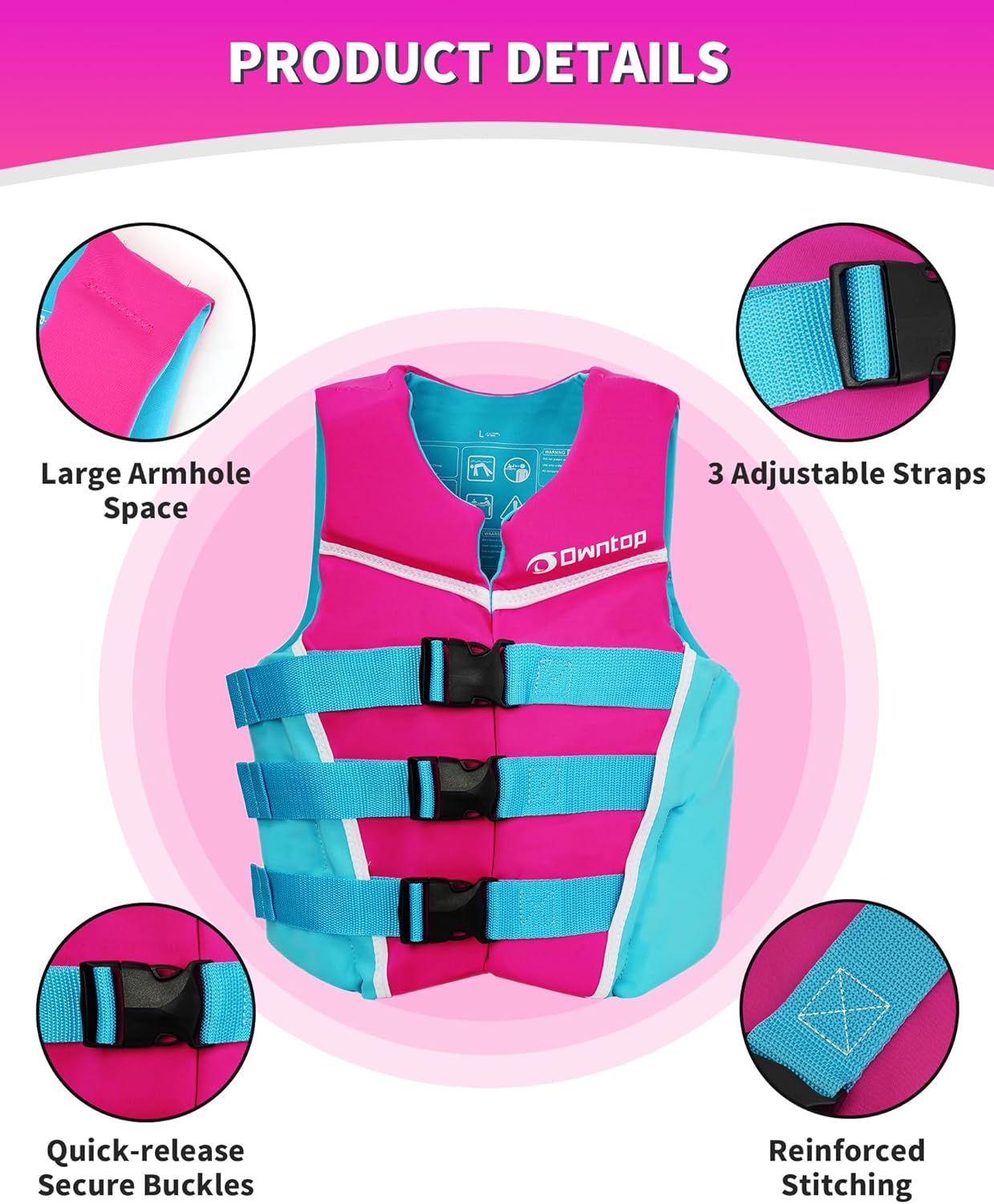 🏊♂️ Owntop Kids Swim Vest (50–90 lbs)  Lightweight | Adjustable | Safe & Comfortable