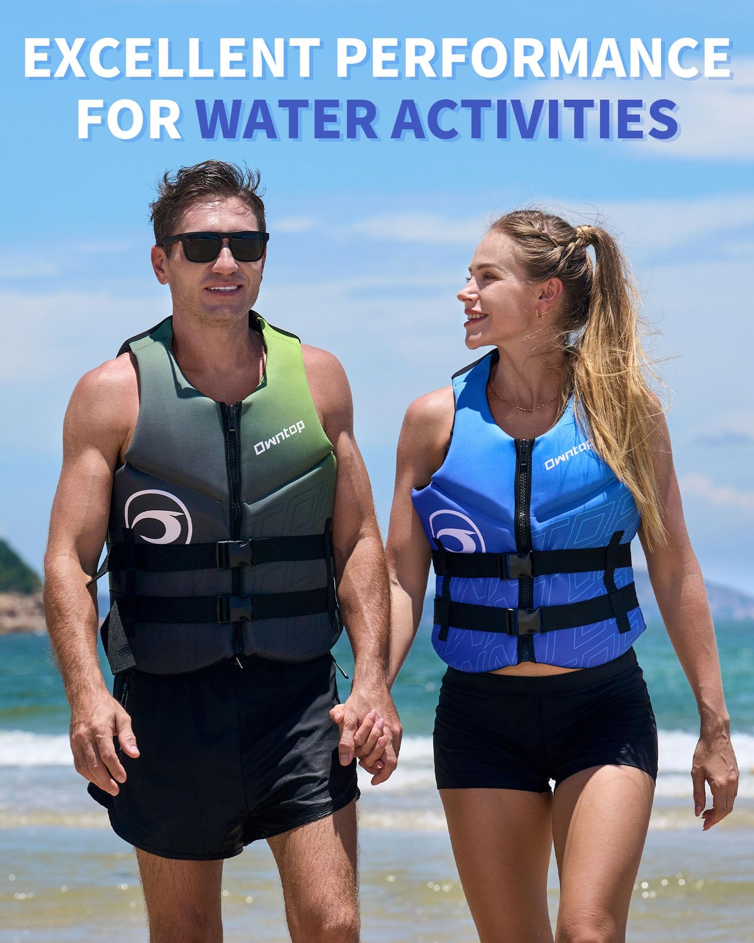 Owntop Neoprene Swim Vest - Adjustable Buoyancy Jacket for Water Sports