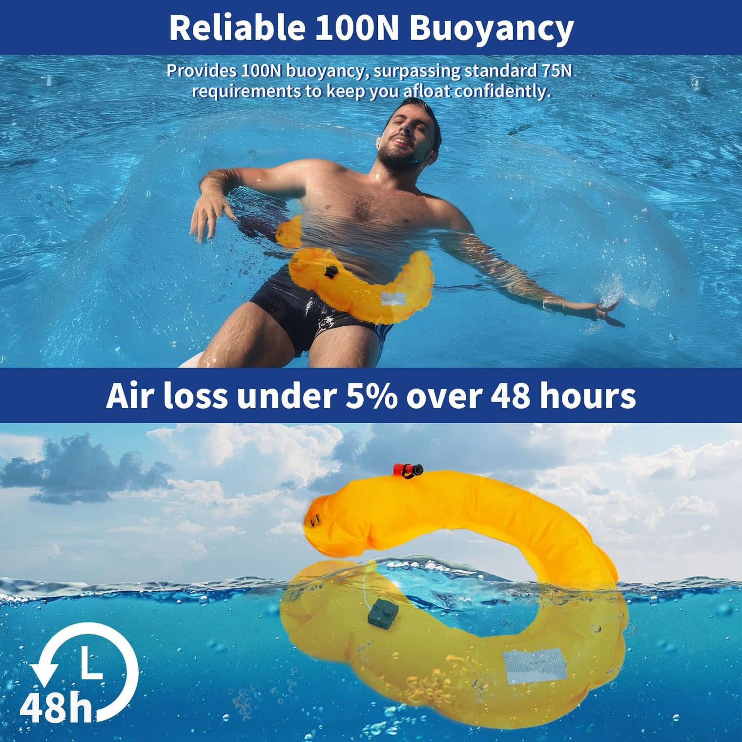 Owntop Manual Inflatable Swim Jacket - Low-Profile Belt Pack for Water Sports