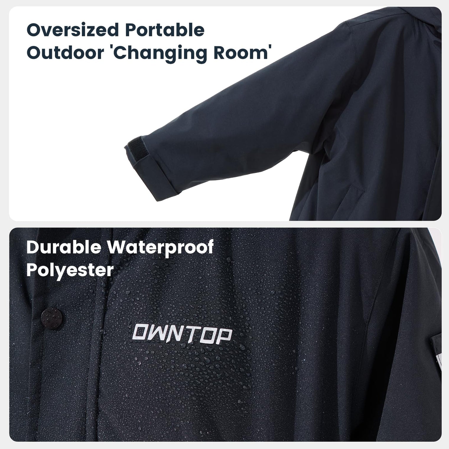 Owntop Waterproof Swim Parka - All-Ages Changing Robe with Sherpa Lining