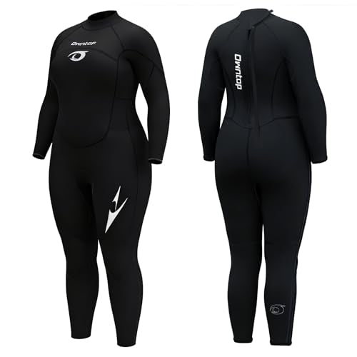 Owntop Plus Size Wetsuit for Women - 3/2mm Back Zip Thermal Diving Suit