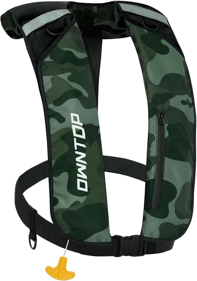 Owntop Manual Inflatable Swim Jacket - 150N Buoyancy Vest for Water Sports