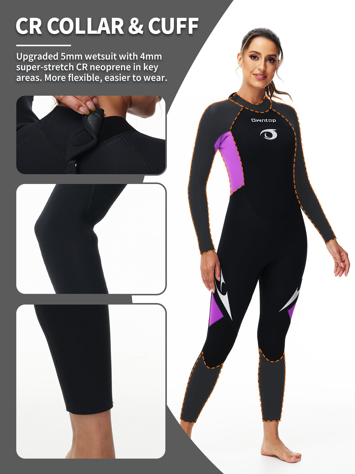 Owntop 5mm Women's Wetsuit - Back Zip Full Length Thermal Diving Suit