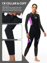 Owntop 5mm Women's Wetsuit - Back Zip Full Length Thermal Diving Suit