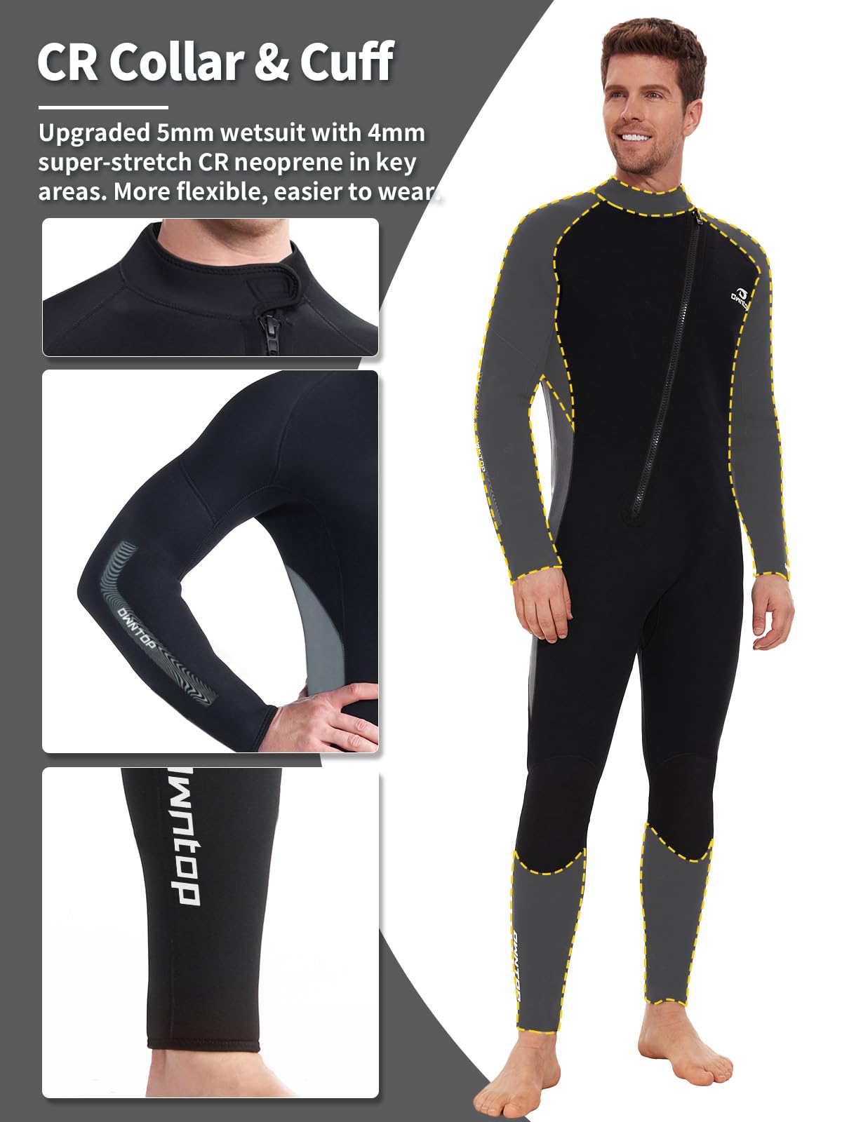 Owntop 5mm Men's Wetsuit - Full Length Thermal Protection for Water Sports