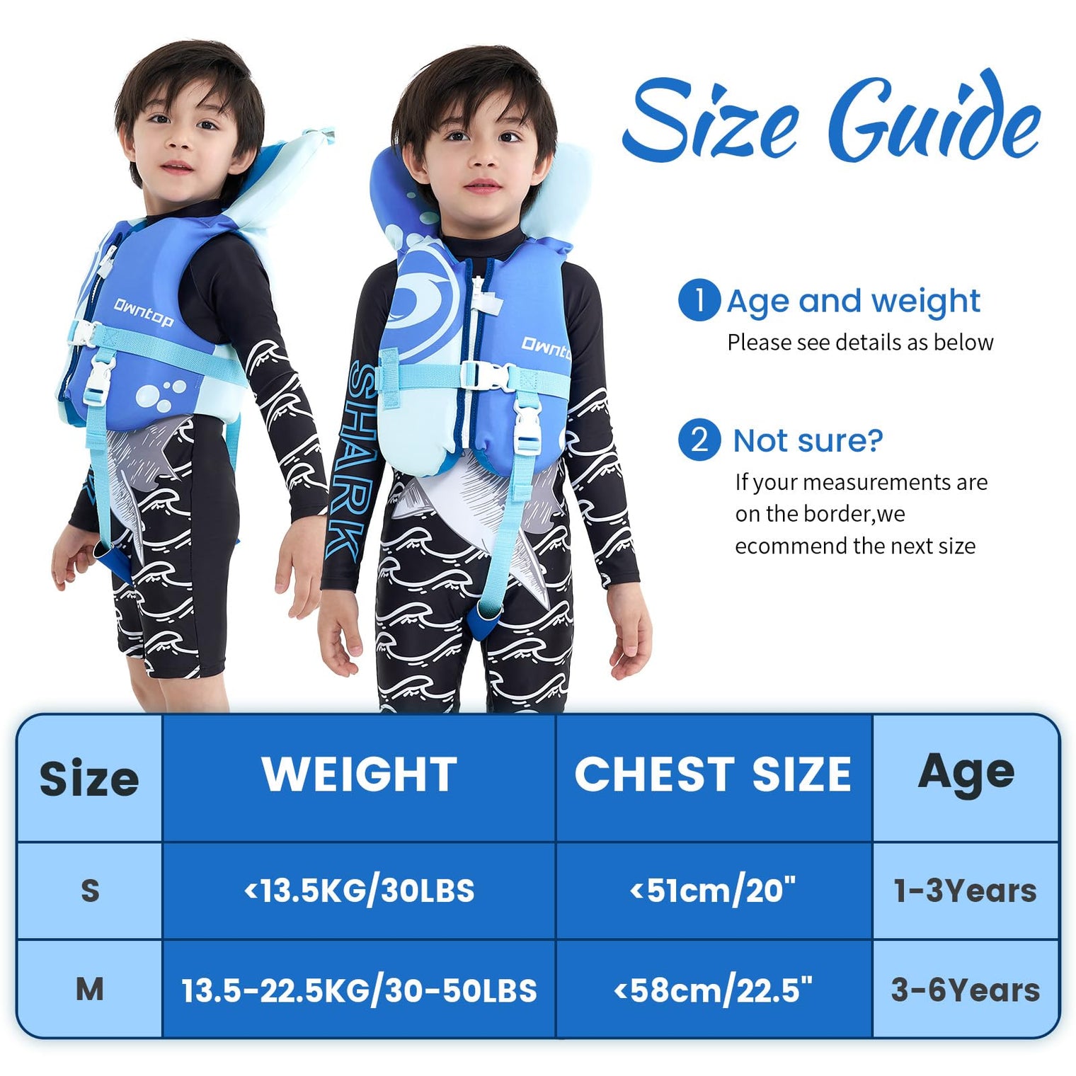 Owntop Toddler Swim Vest - Adjustable Float Jacket for Kids 1-6 Years