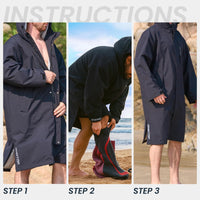 Owntop Waterproof Surf Poncho - All-Season Changing Robe with Zip Pockets