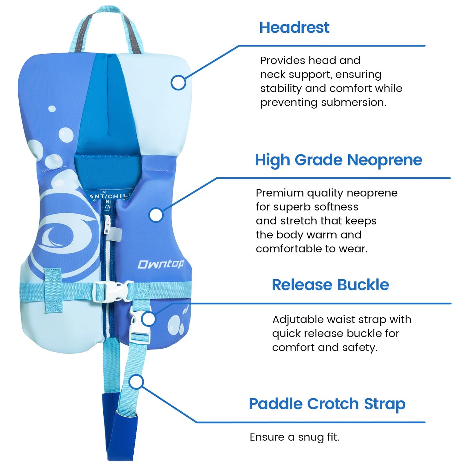 Owntop Toddler Swim Vest - Adjustable Float Jacket for Kids 1-6 Years