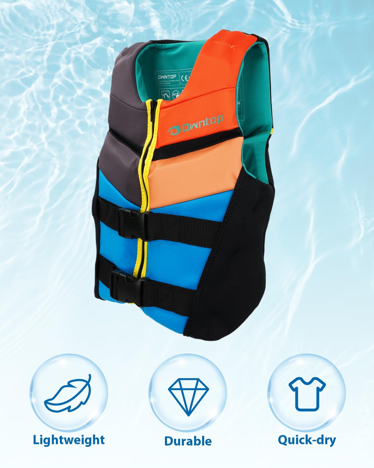 Owntop Youth Swim Vest - Lightweight Neoprene Jacket for Water Activities