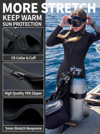 Owntop 5mm Women's Wetsuit - Full Length Thermal Diving Suit with UPF 50+