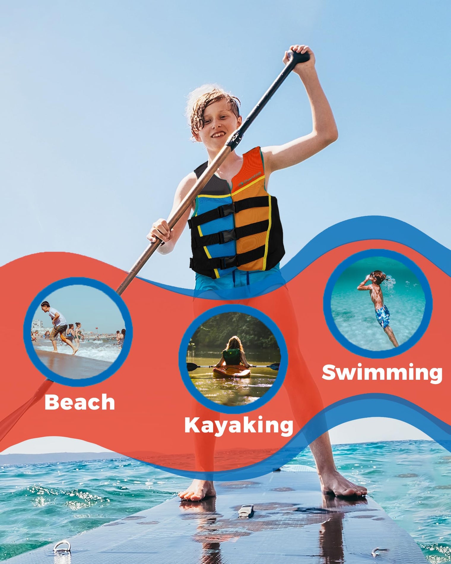 Owntop Youth Swim Vest - Adjustable Neoprene Jacket for Active Kids