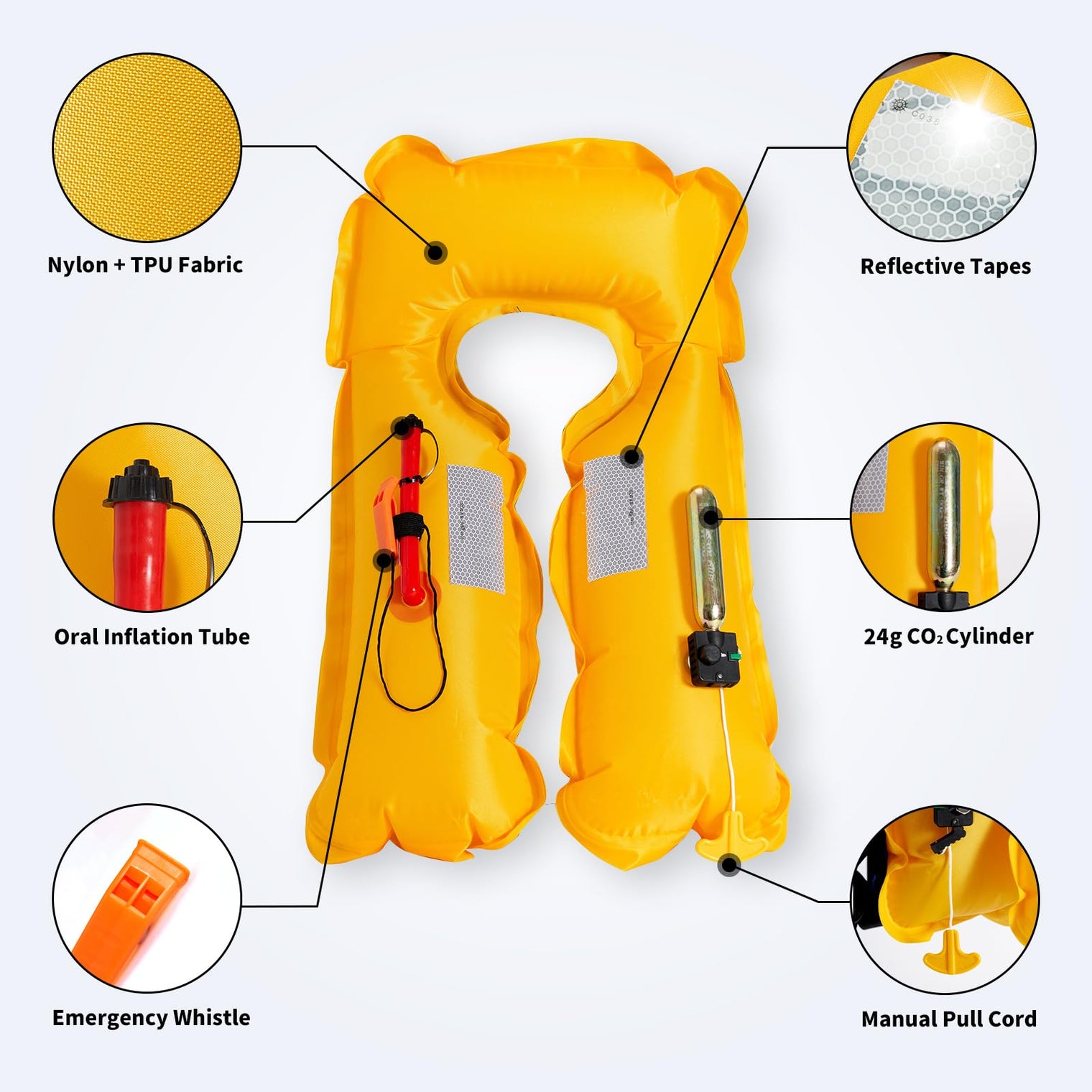 Owntop Manual Inflatable Swim Vest - 150N Buoyancy Aid for Water Sports