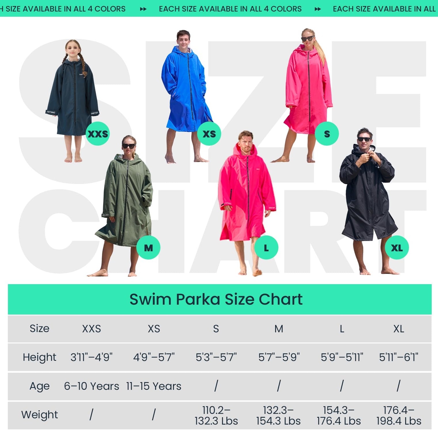 Owntop Bat Wing Swim Parka - 3-Second Dry Changing Robe for All Ages