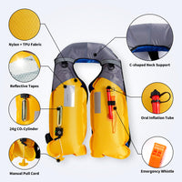 Owntop Manual Inflatable Swim Jacket - 150N Buoyancy Vest for Water Sports