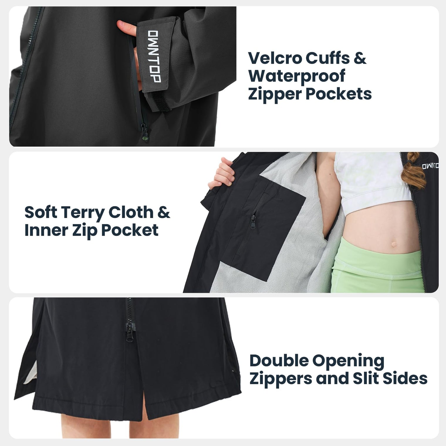 Owntop Bat Wing Swim Parka - 3-Second Dry Changing Robe for All Ages