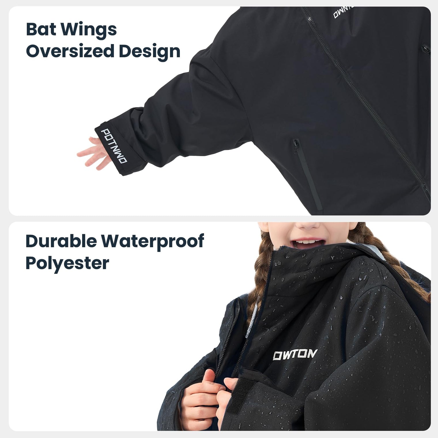 Owntop Bat Wing Swim Parka - 3-Second Dry Changing Robe for All Ages