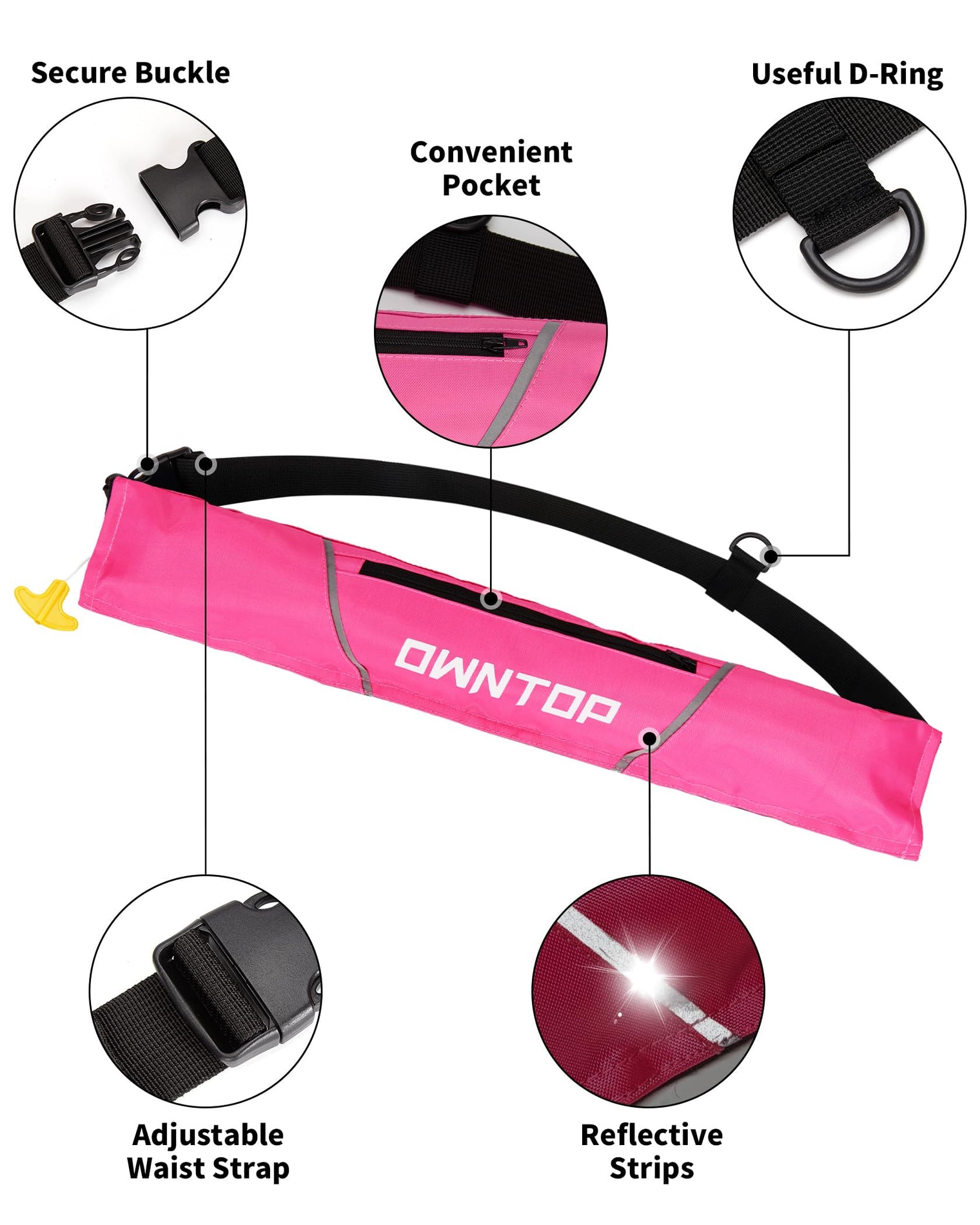 Owntop Auto/Manual Inflatable Swim Vest - Dual-Mode Safety Belt for Water Sports