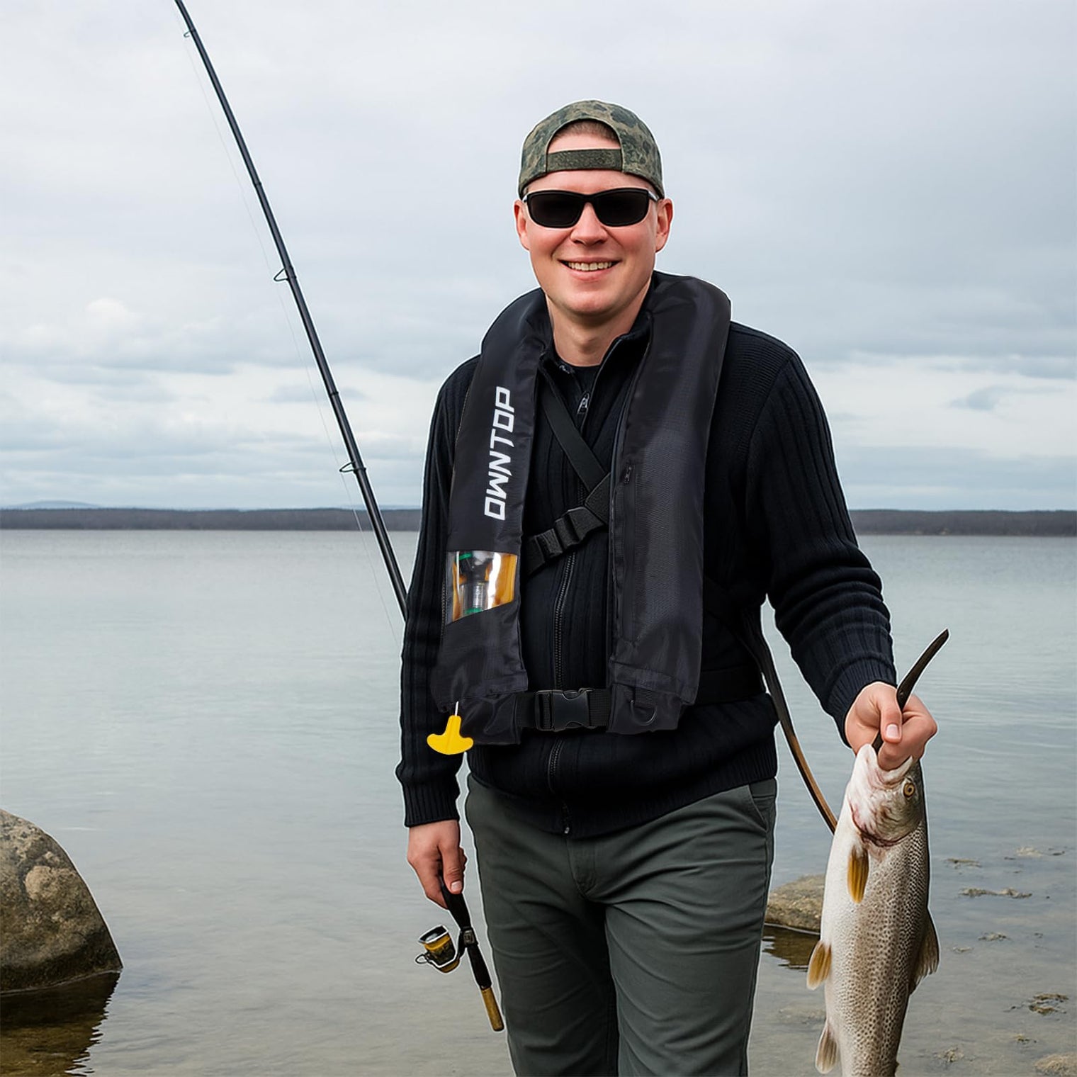 Owntop Dual-Mode Inflatable Vest - Automatic/Manual 100N Buoyancy Aid