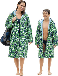 Owntop Waterproof Surf Poncho - Sherpa Lined Changing Robe with Custom Patch