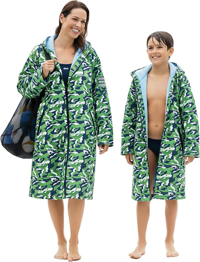 Owntop Waterproof Surf Poncho - Sherpa Lined Changing Robe with Custom Patch