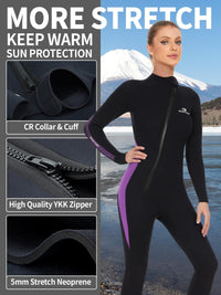 Owntop 5mm Women's Wetsuit - Full Length Thermal Protection for Water Sports