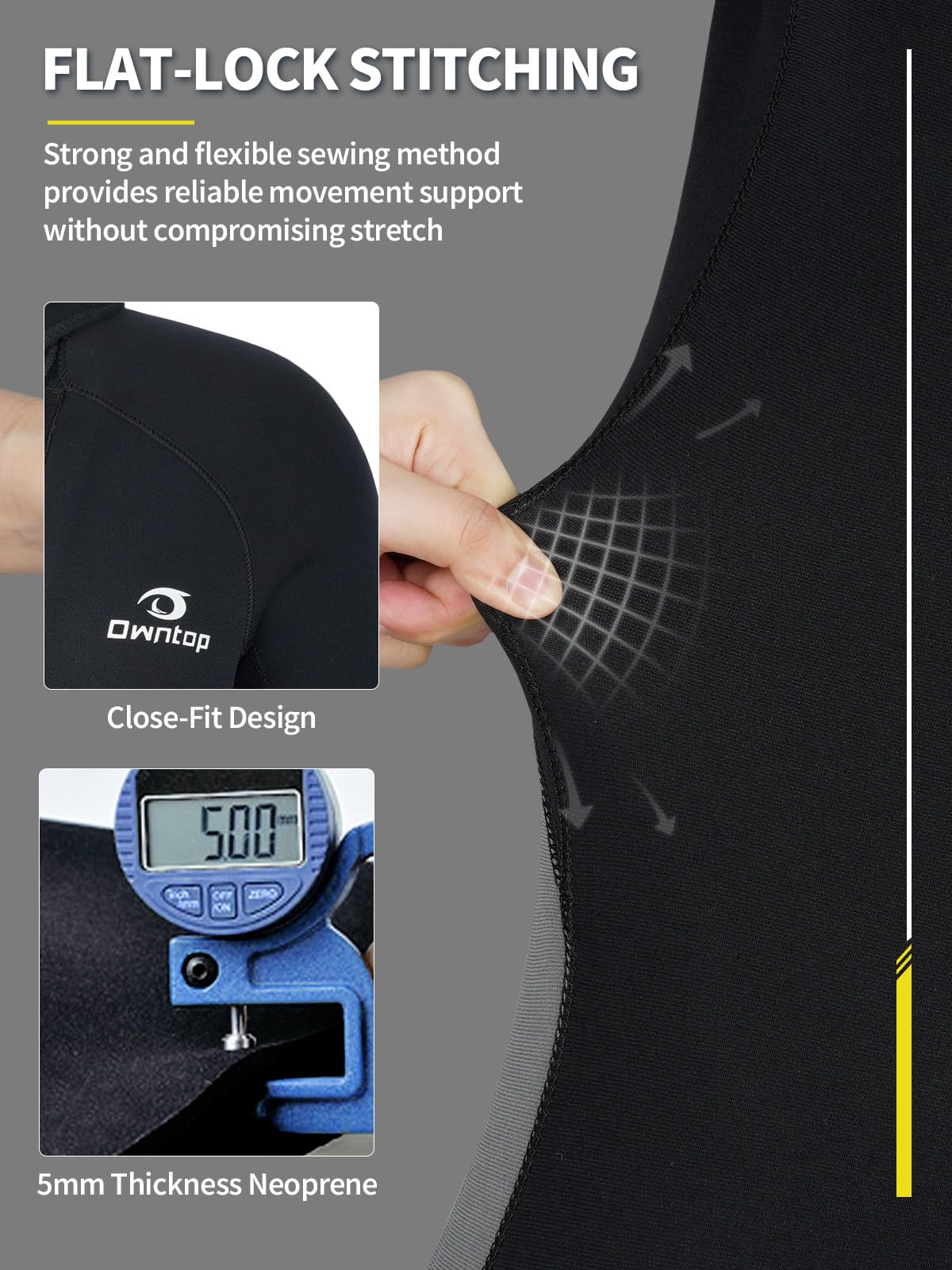 Owntop 5mm Men's Wetsuit - Full Length Thermal Protection for Water Sports