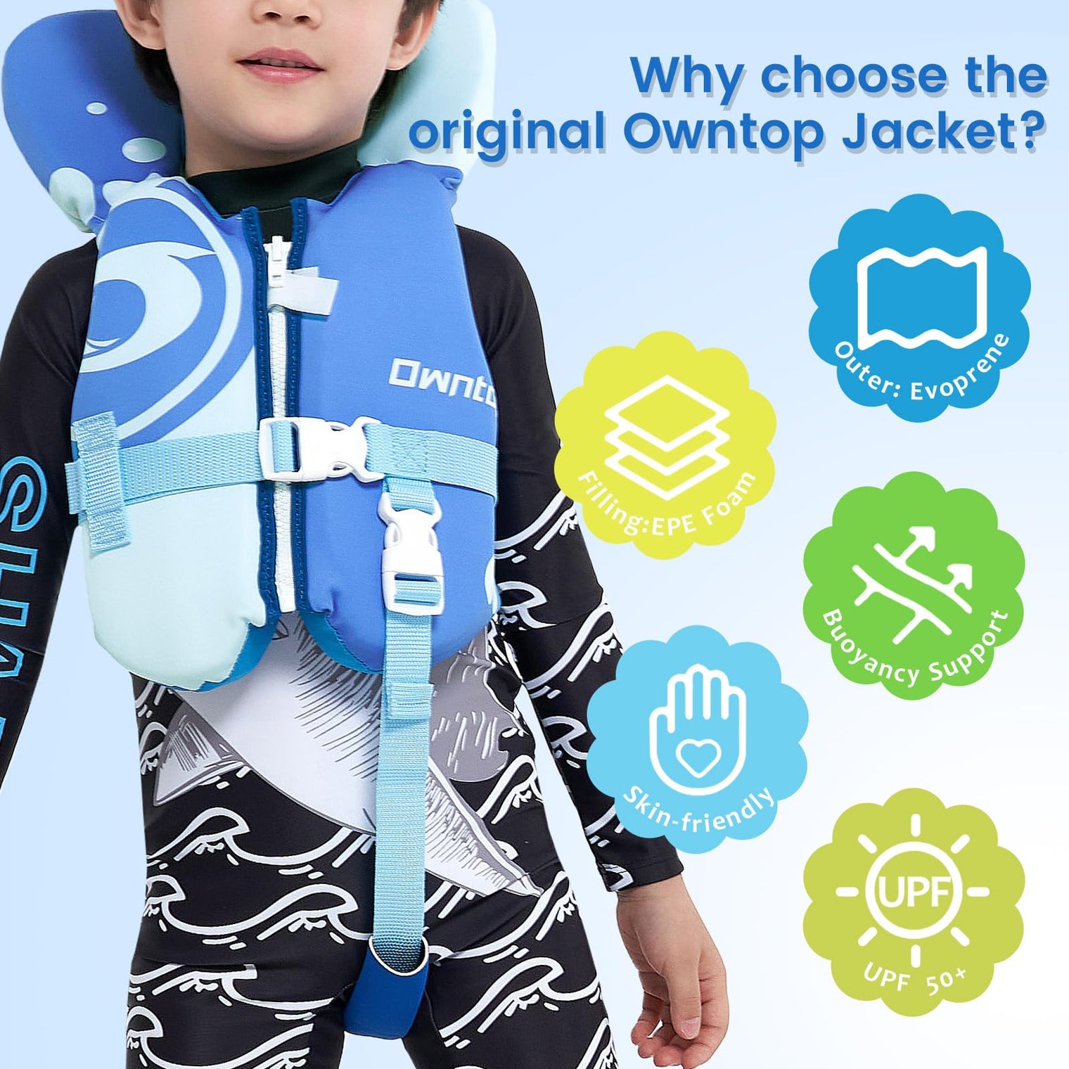 Owntop Toddler Swim Vest - Adjustable Float Jacket for Kids 1-6 Years