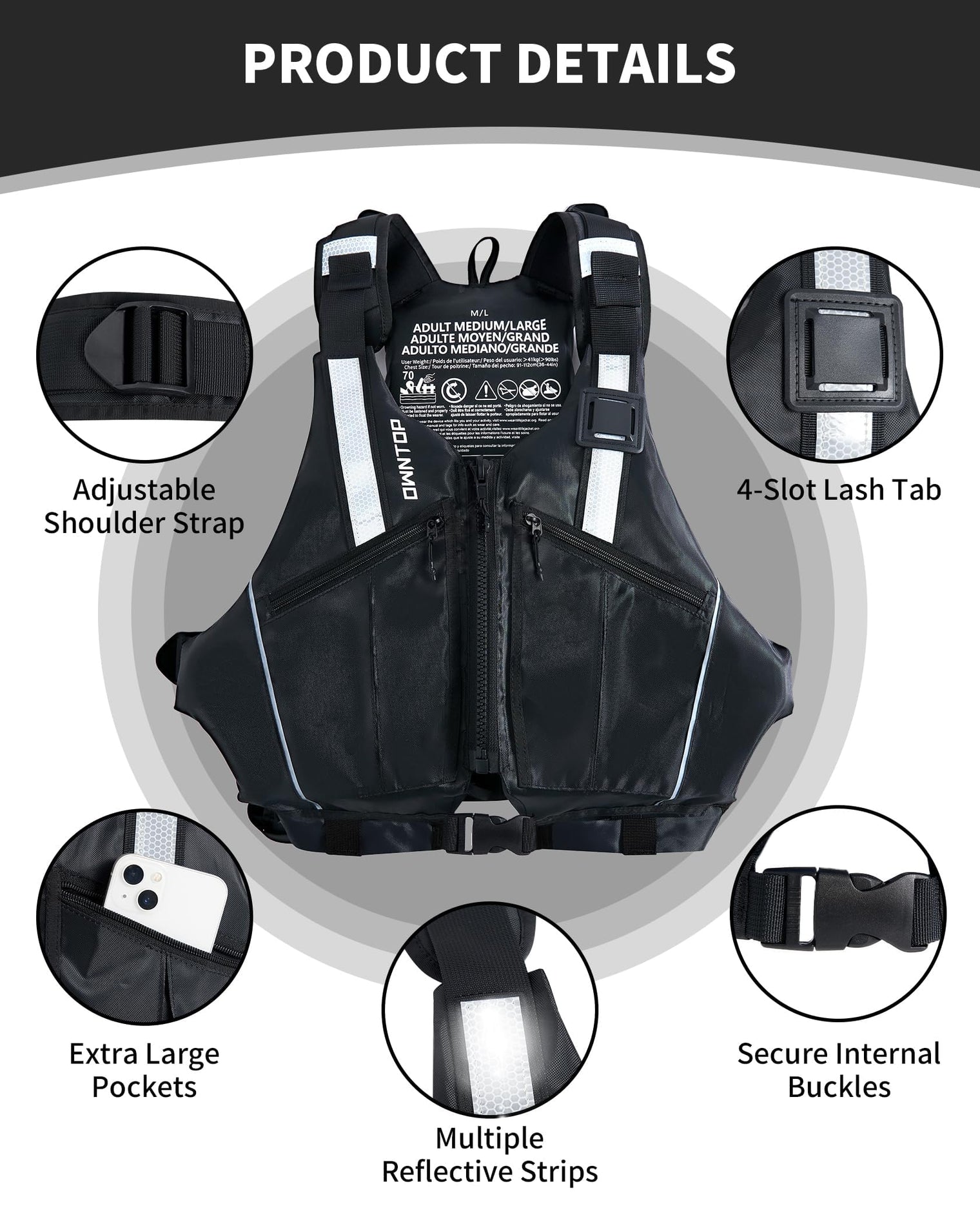 Owntop Ultra-Light Swim Vest - Freedom Movement Design with Large Storage