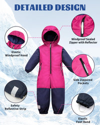 Owntop Kids One-Piece Snowsuit - Waterproof & Reflective Winter Gear