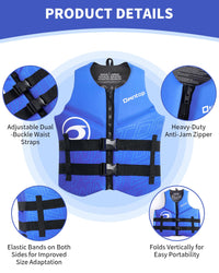 Owntop Neoprene Swim Vest - Adjustable Buoyancy Jacket for Water Sports